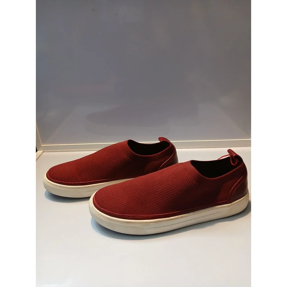 Market & Spruce Womens Knit Slip‎ On Sneakers Burgundy Round Toe Low Top Shoes 9